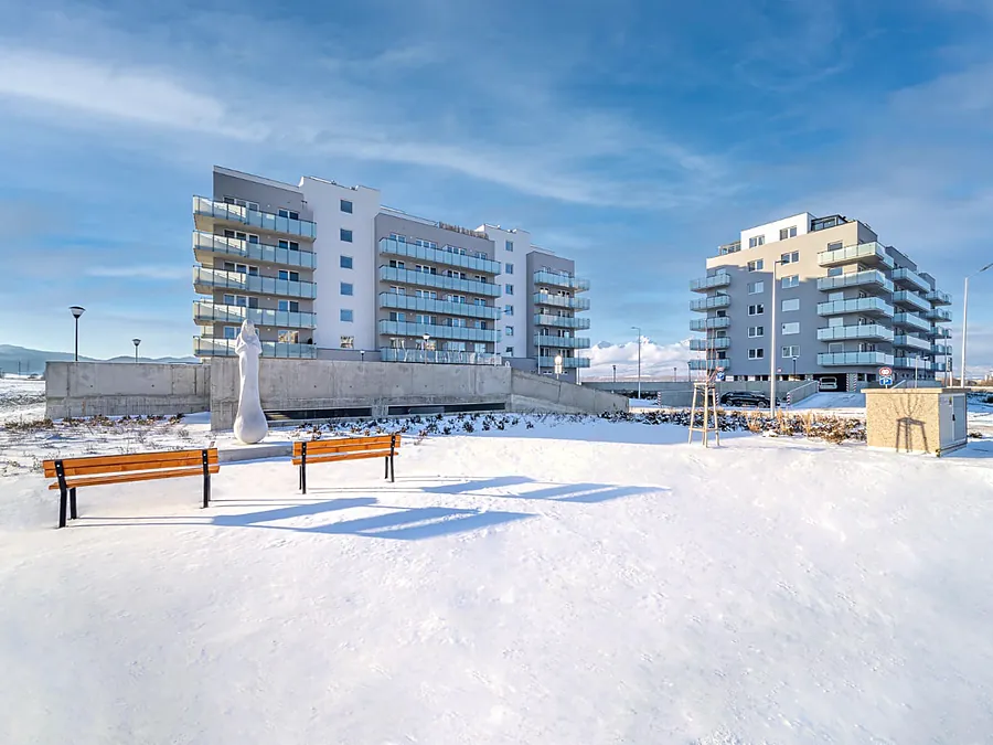Completed houses, photograph from December 2022