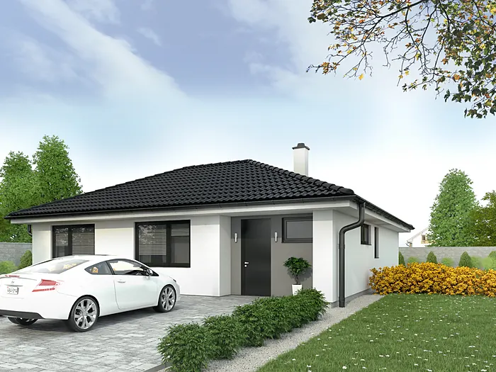 Visualisation of the bungalow from the garden