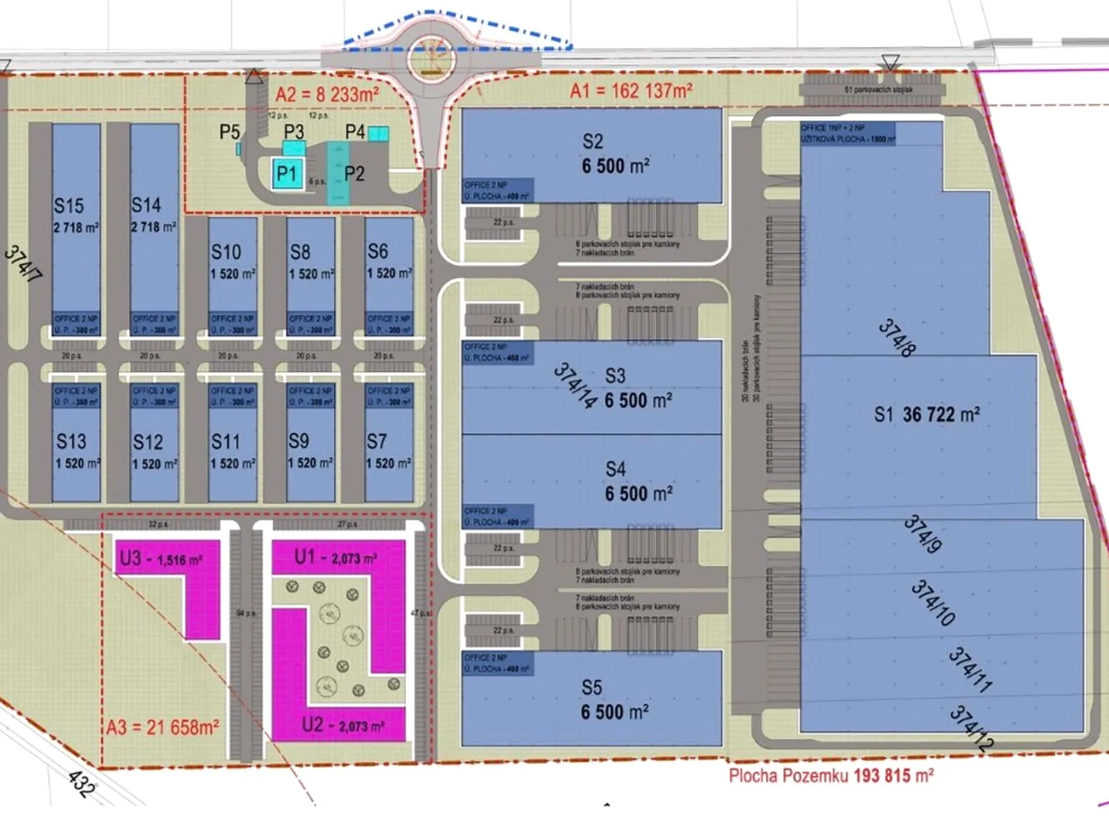 Industrial park site plan, design drawing