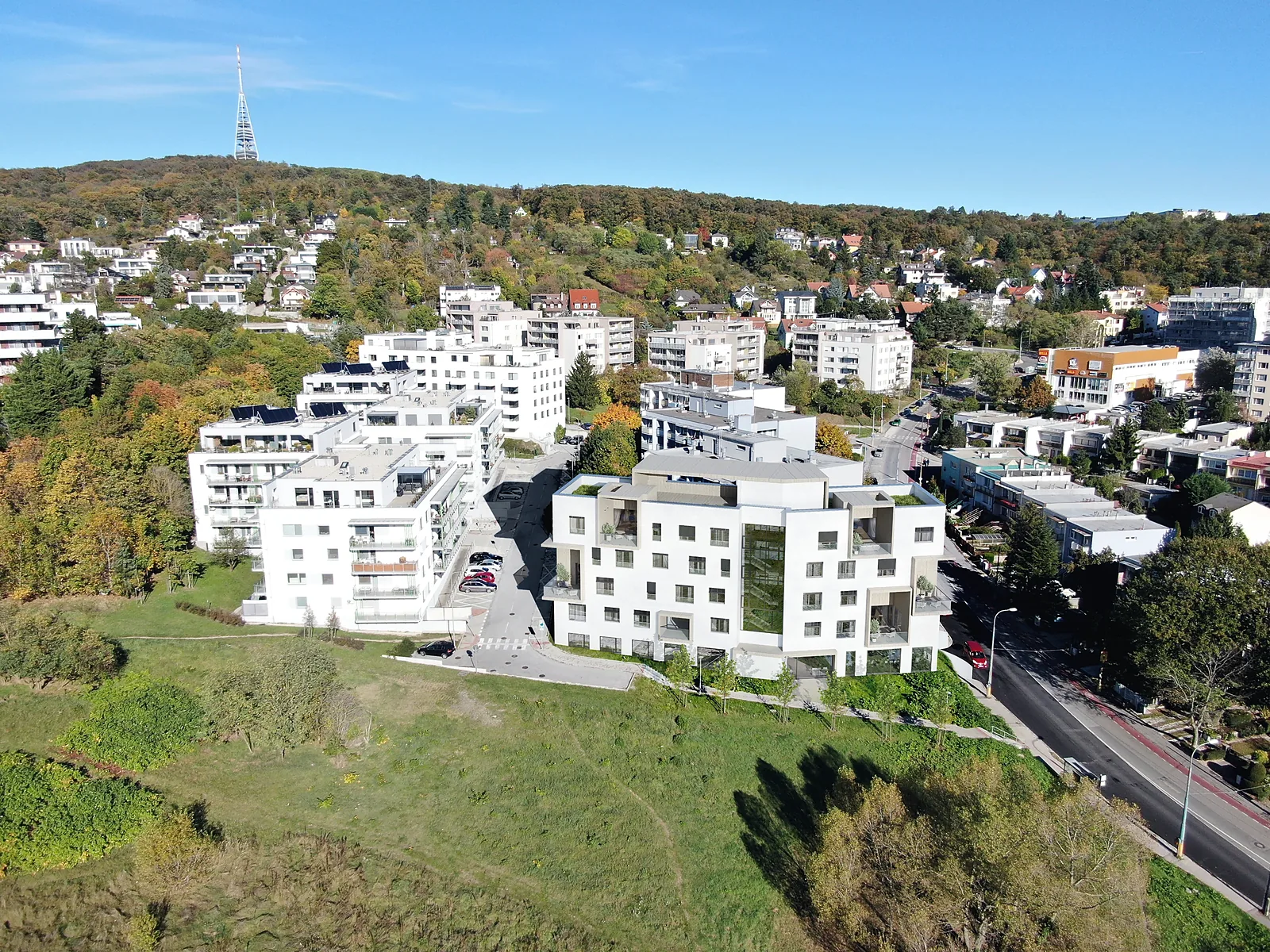 Visualisation of the building inserted into a real photograph of the location