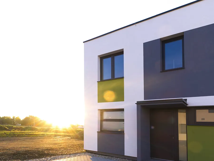 House at sunset, photograph