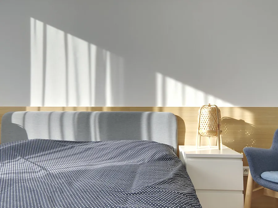 Bedroom in morning light, photograph
